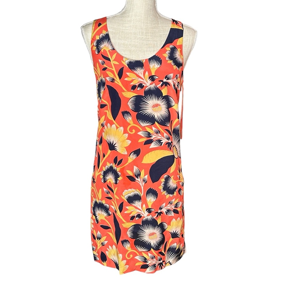 J.Crew J. Crew Twist Back 100% Silk Dress Hibiscus Floral SZ 4